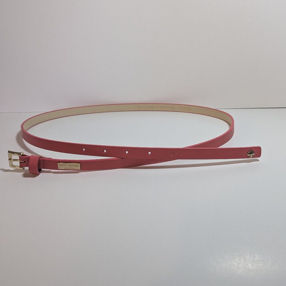 KATE SPADE NEW YORK Women's Skinny Leather Pink Belt, Large